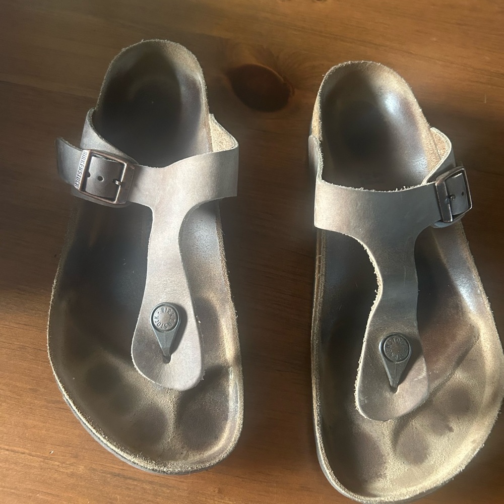 Birkenstock Brown Leather T-Strap Sandals